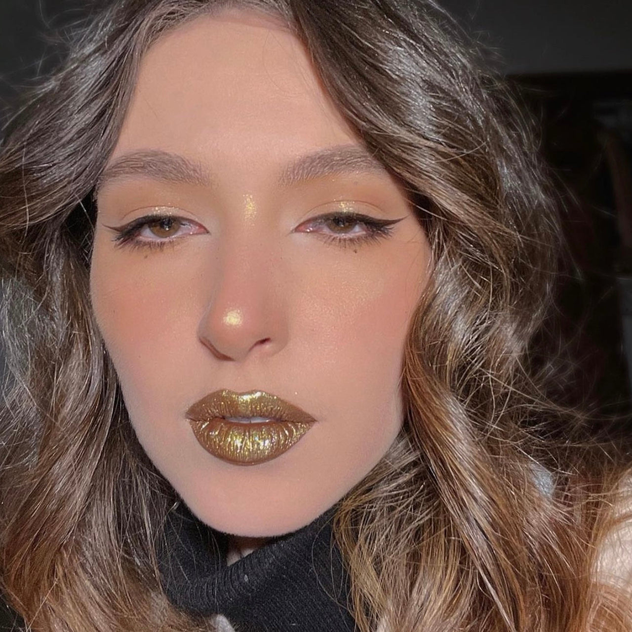 Wearing Face Glitter and Sparkles for holiday!