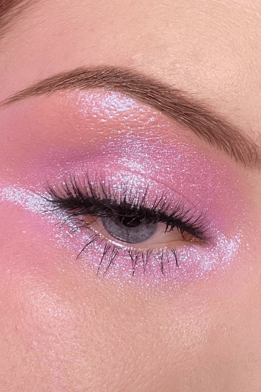 divinity glitter pink and blue eye swatch