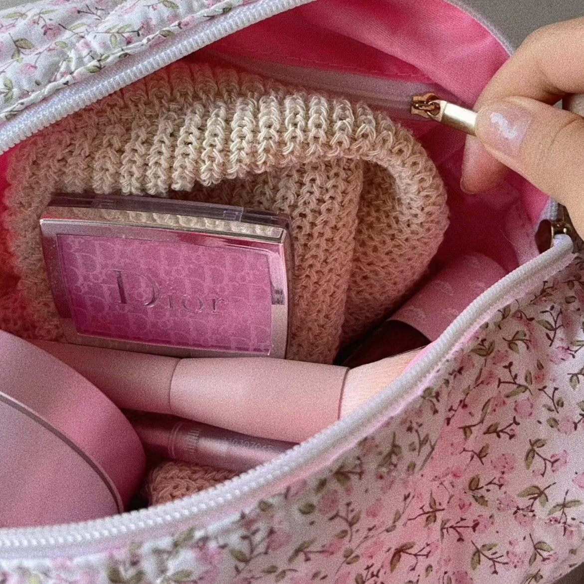 floral print handmade makeup bag cosmetics poucha