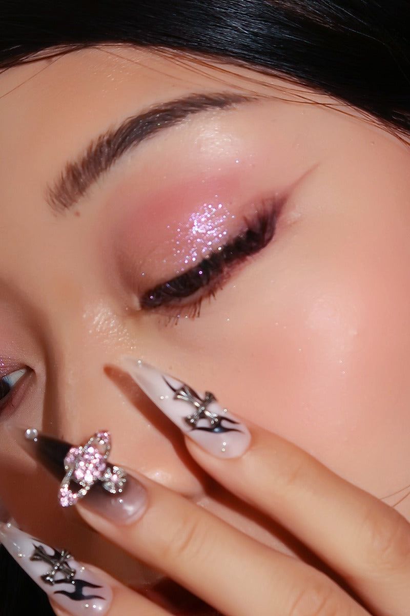 pink silver, lavender glitter