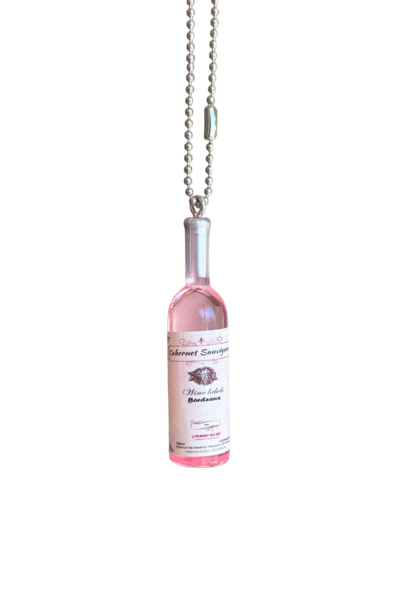 pink alcohol bottle keyring charm for lip gloss