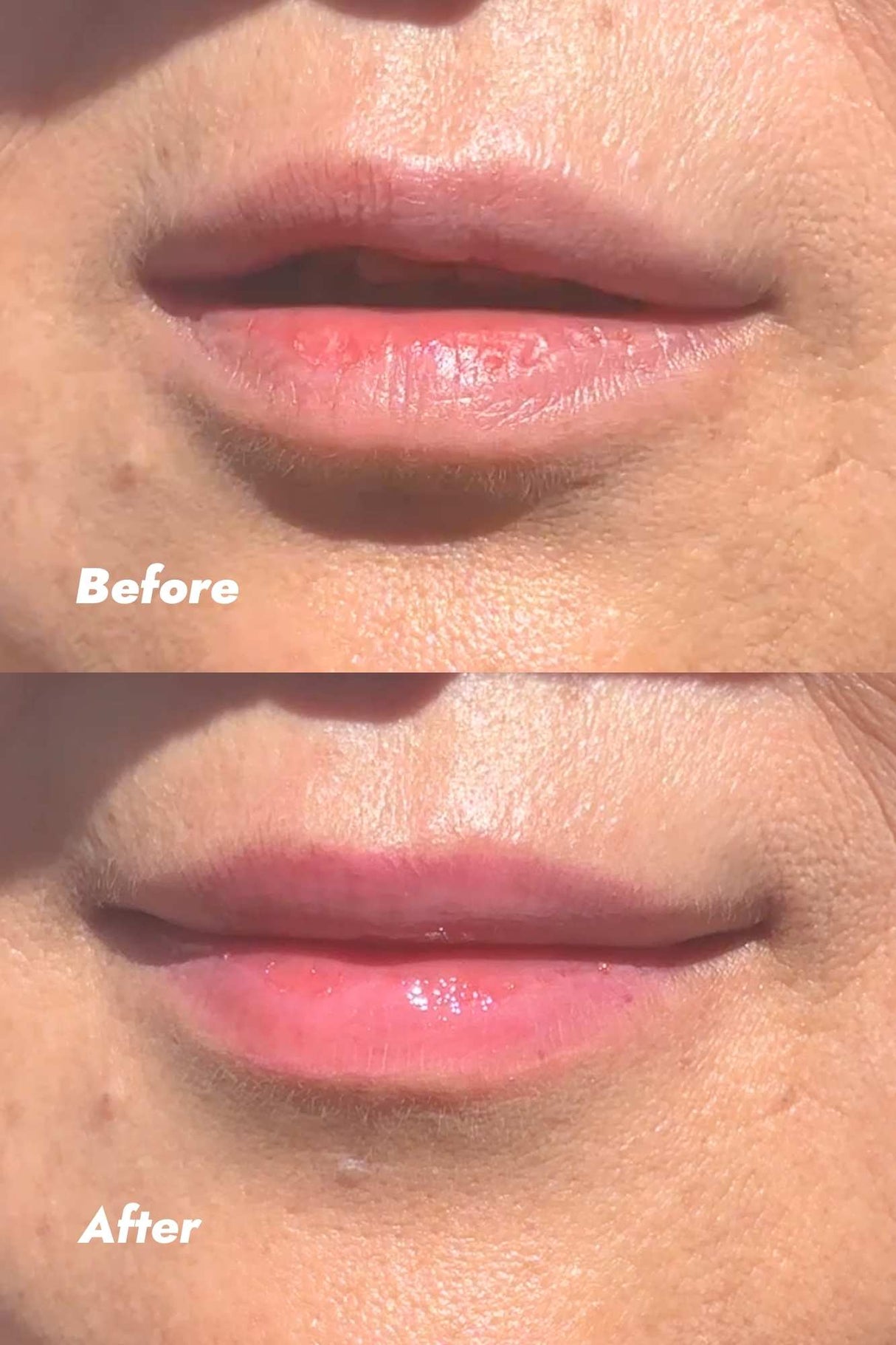 before and after lip stain on old skin