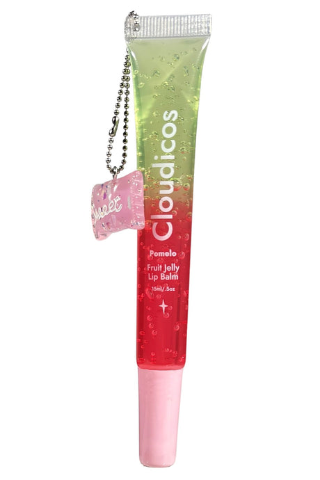 clear glossy lip balm with red tint
