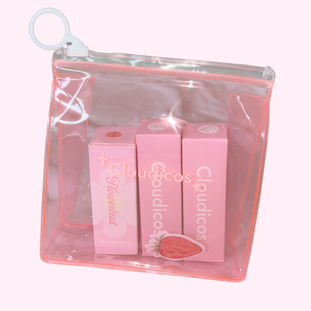 pink makeup set bundle with gloss and blush