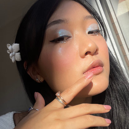 light blue asian makeup look