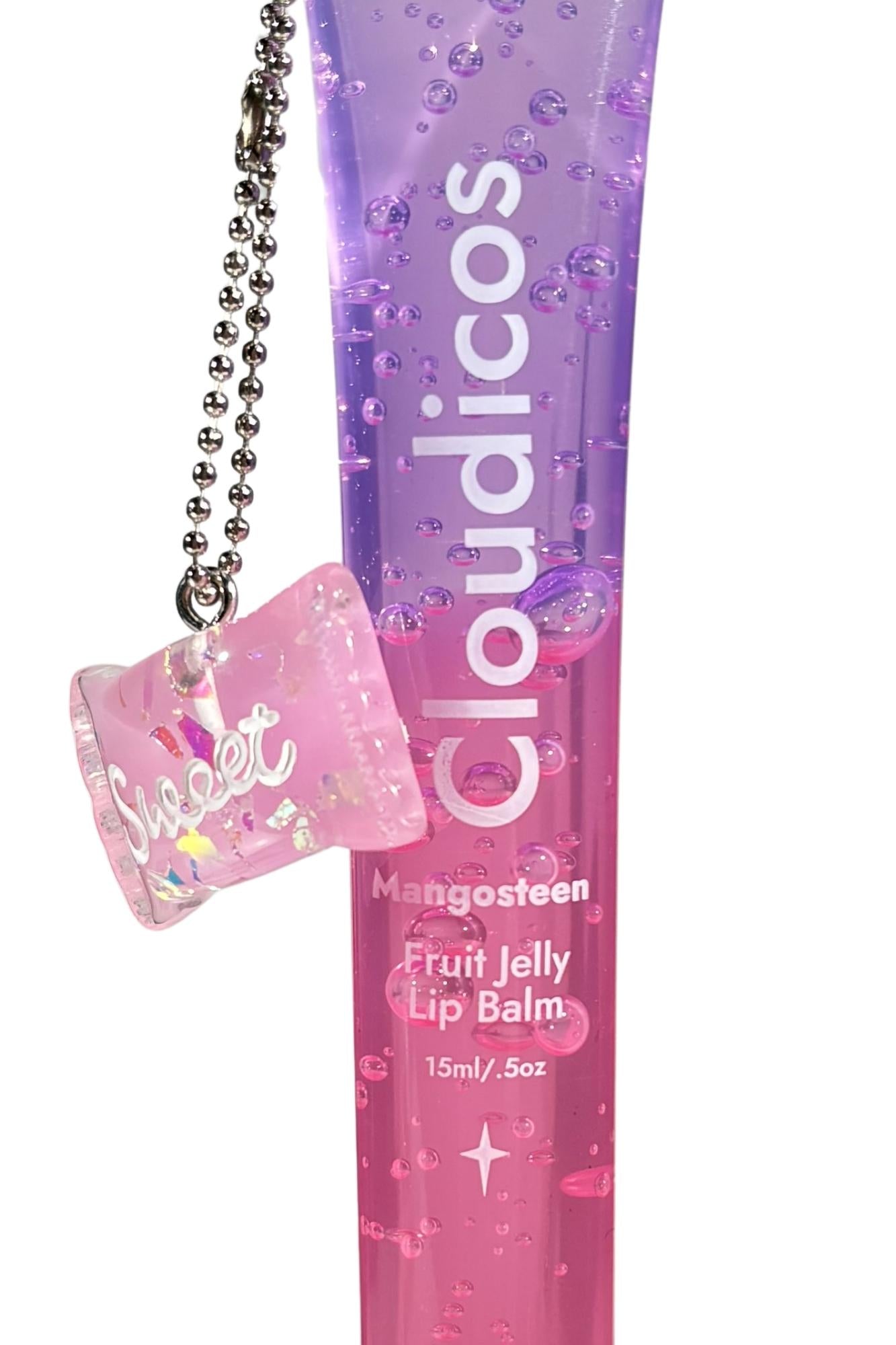 clear pink lip gloss close up picture