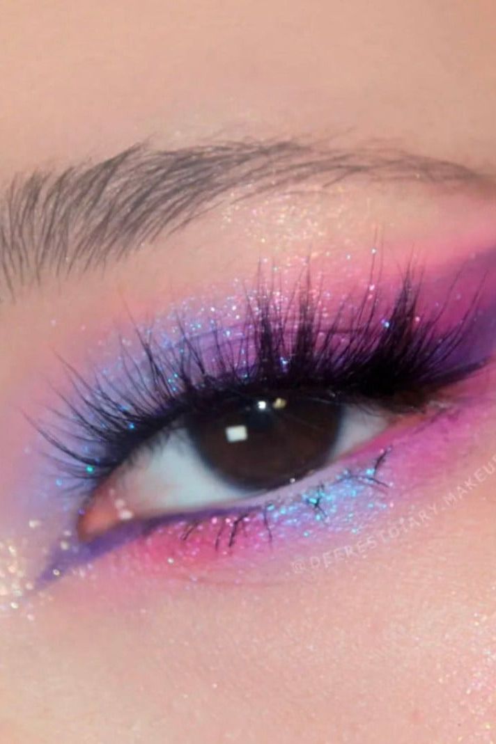 sparkly makeup eyeshadow with purple and blue